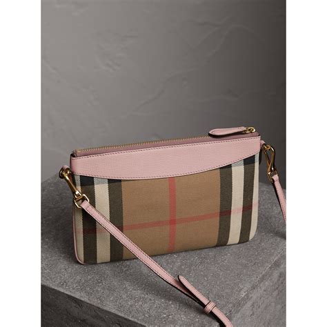 burberry house check and leather clutch|Burberry House Check and Leather Clutch .